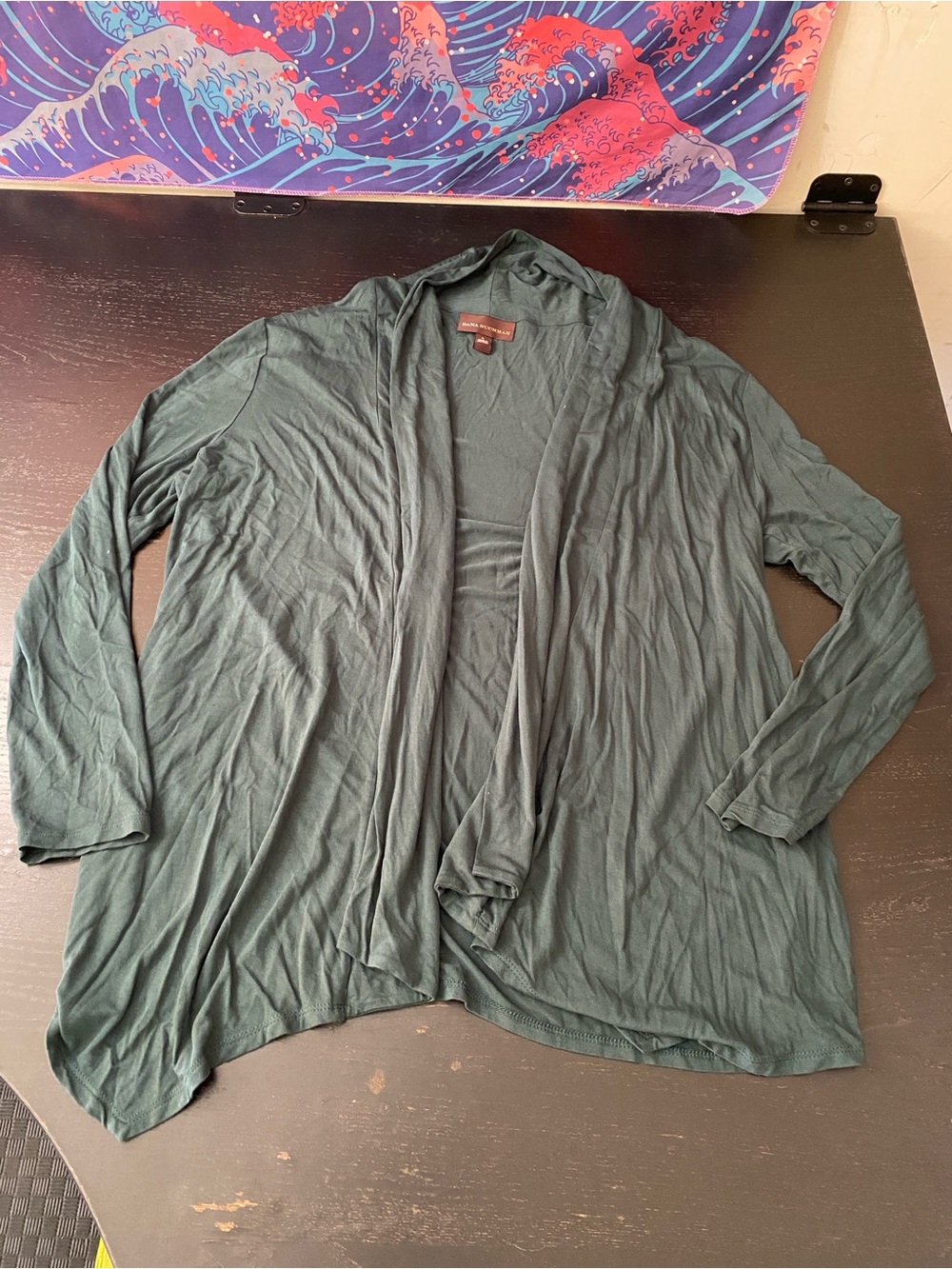 Dana Buchman Olive Green Open-Front Cardigan